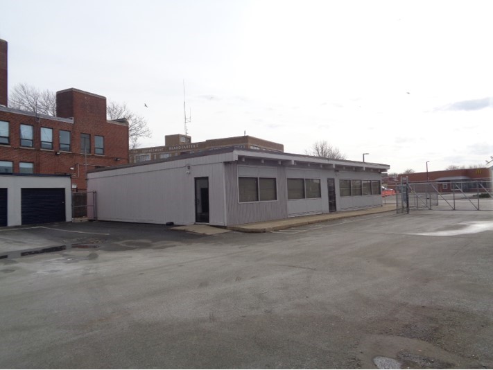 exterior building with empty parking lot