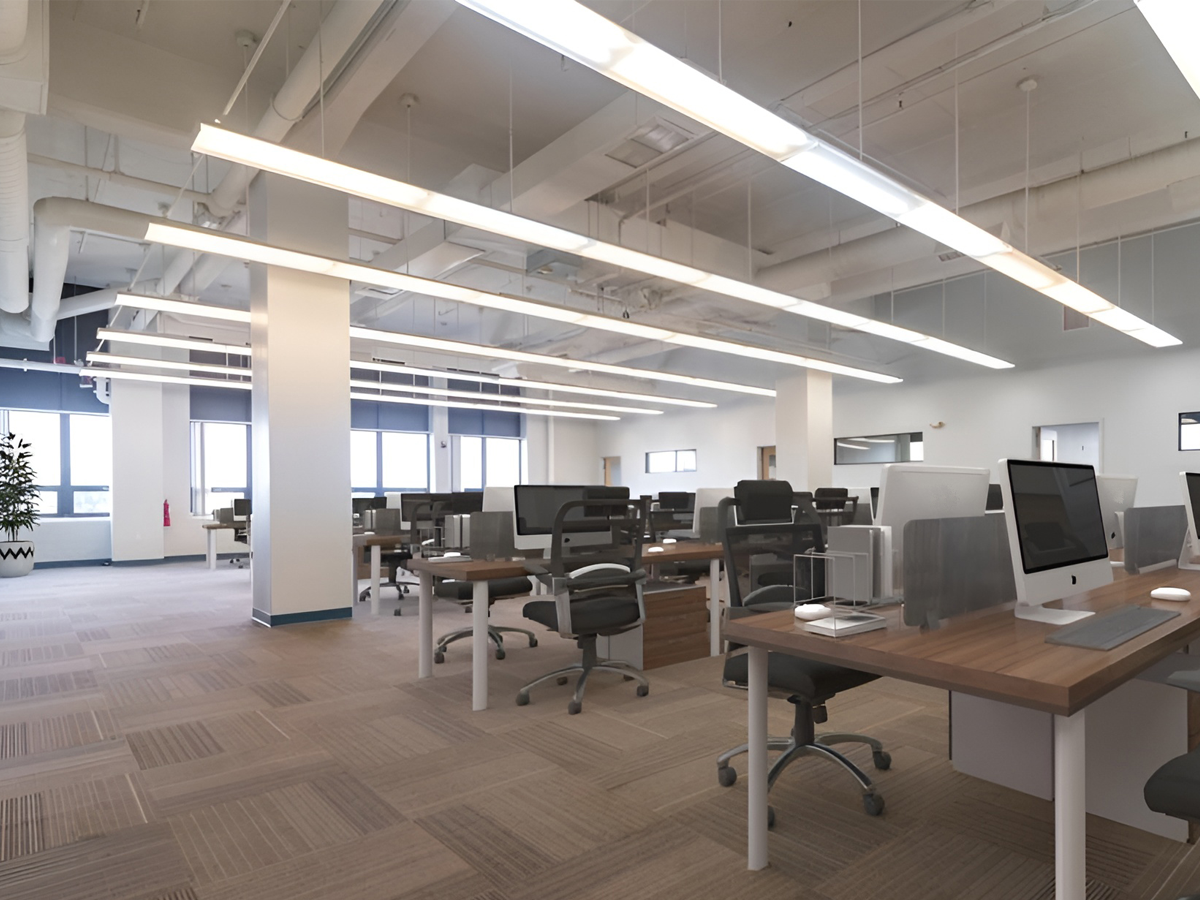 open office area staged with desks