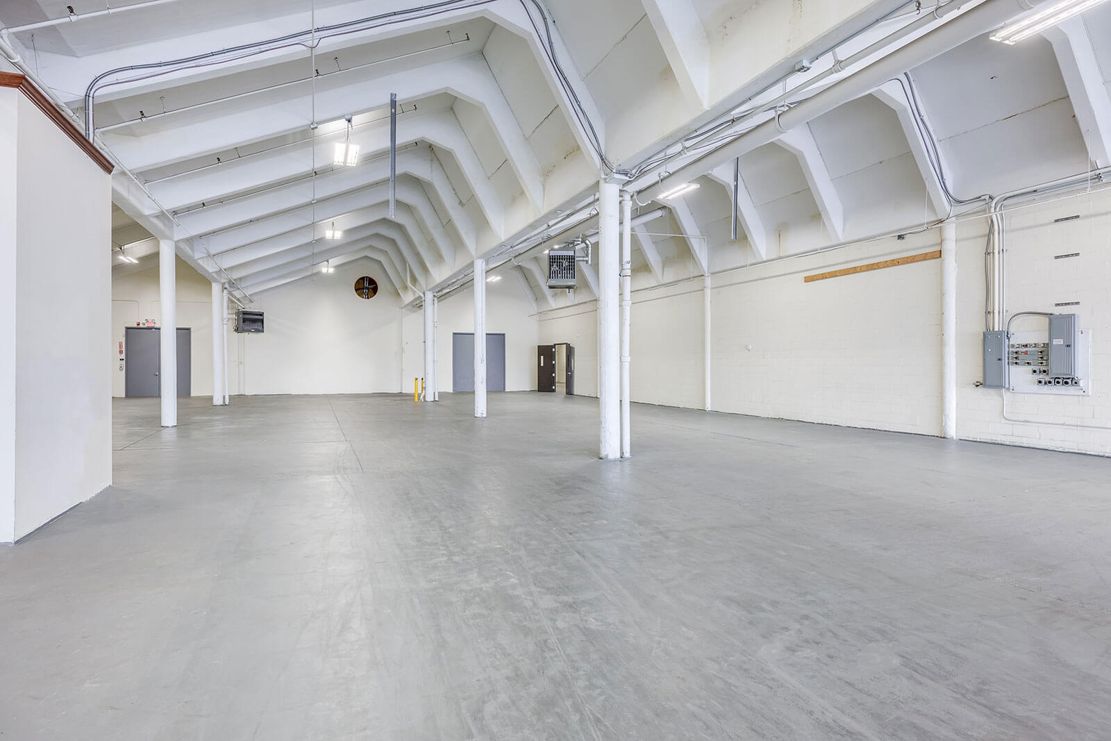 Large flex space painted white